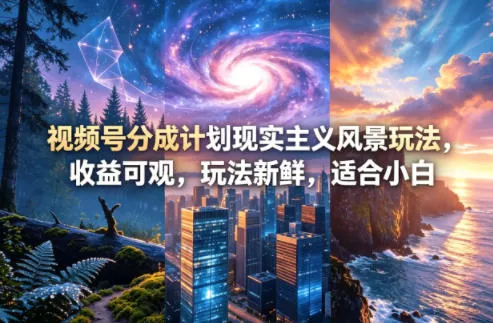 视频号分成计划现实主义风景玩法，收益可观，玩法新鲜，适合小白 - 项目资源网