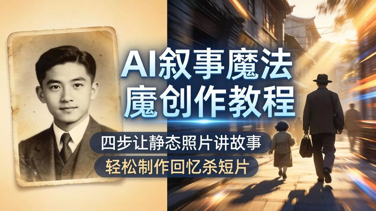 AI叙事魔法创作教程，四步让静态照片讲故事，老照片修复加动态特效，轻松制作回忆杀短片 - 项目资源网