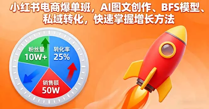 小红书电商爆单班，AI图文创作、BFS模型、私域转化，快速掌握增长方法 - 项目资源网