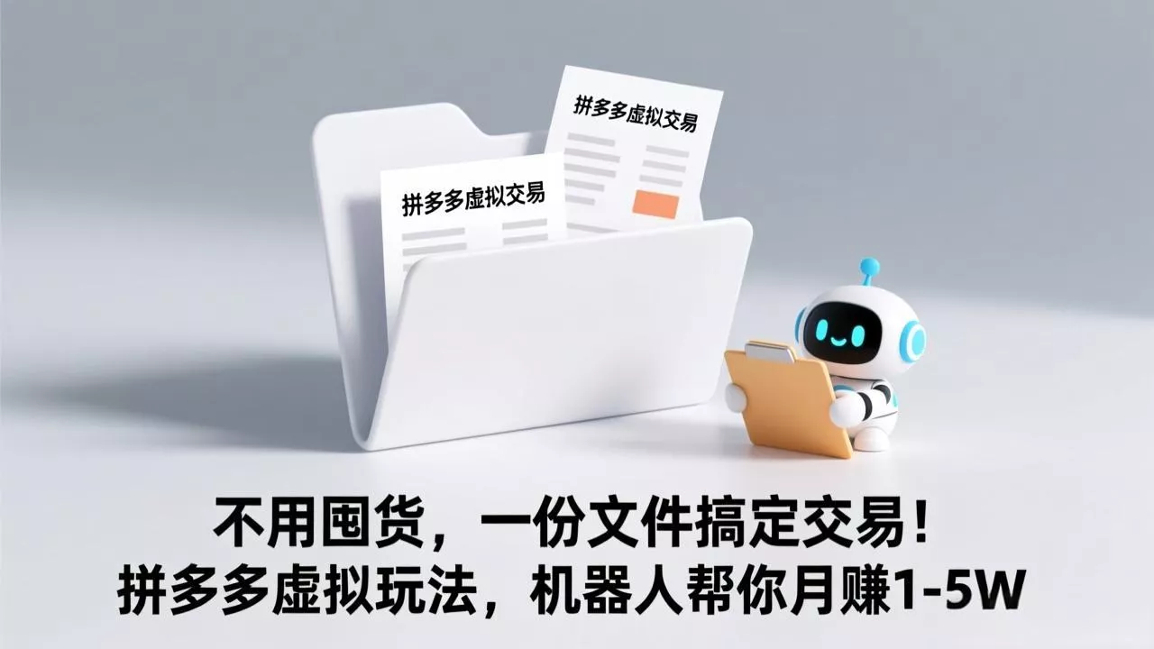 不用囤货，一份文件搞定交易！拼多多虚拟玩法，机器人帮你月赚 1-5W - 项目资源网