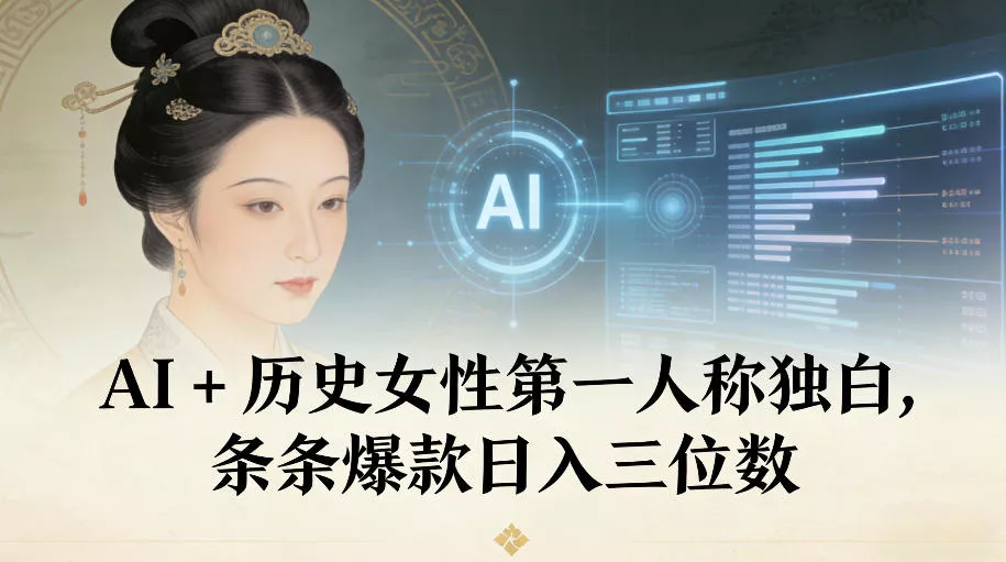 AI+历史女性第一人称独白，条条爆款日入三位数 - 项目资源网