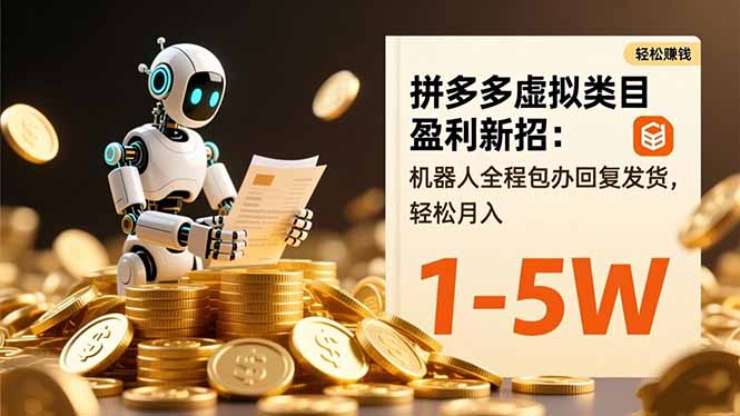 拼多多虚拟类目盈利新招：机器人全程包办回复发货，轻松月入 1-5W - 项目资源网