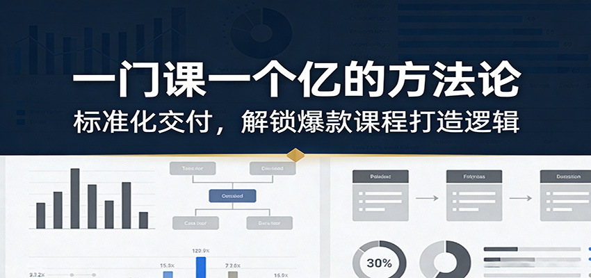 一门课一个亿的方法论：标准化交付，解锁爆款课程打造逻辑 - 项目资源网