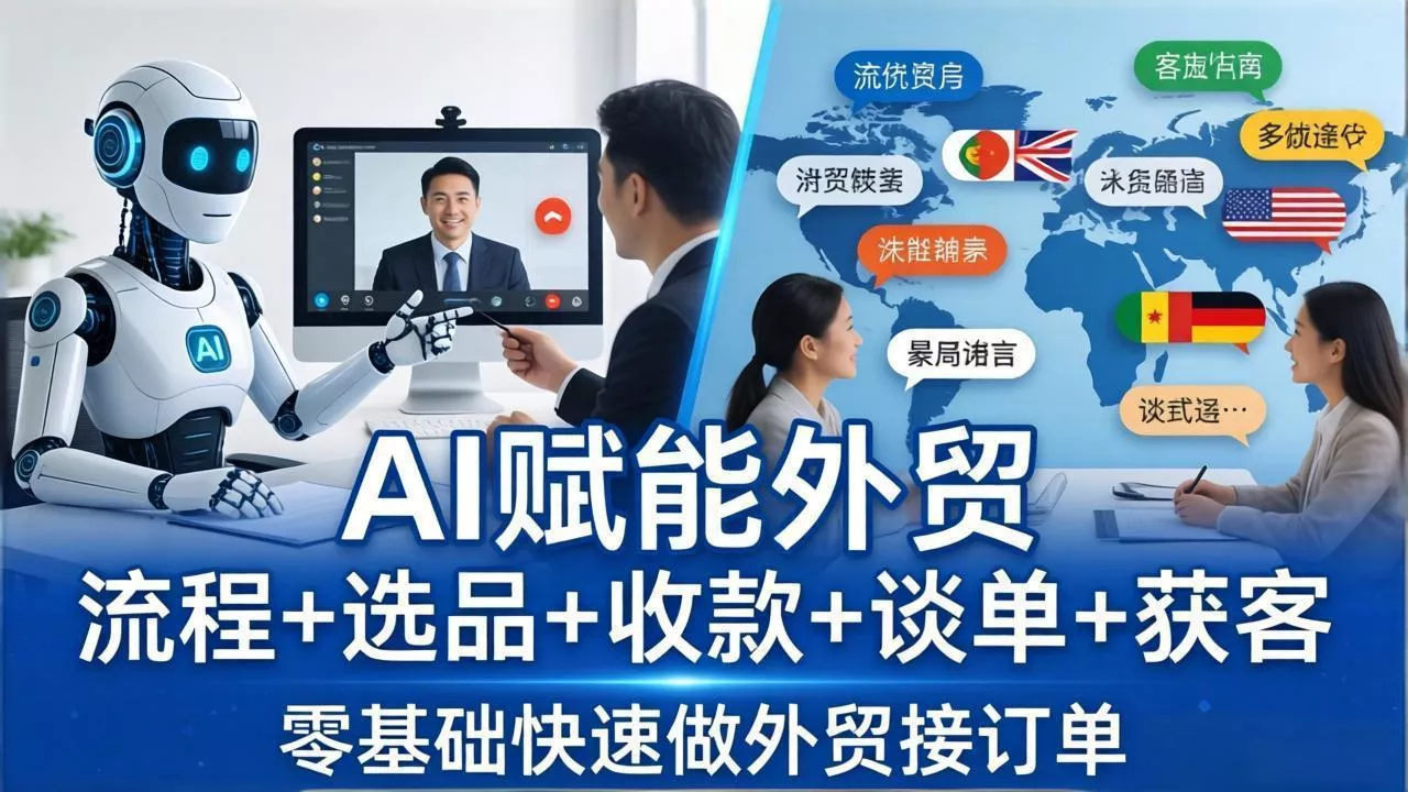 外贸+AI实战课：流程+选品+收款+谈单+获客，零基础快速做外贸接订单 - 项目资源网
