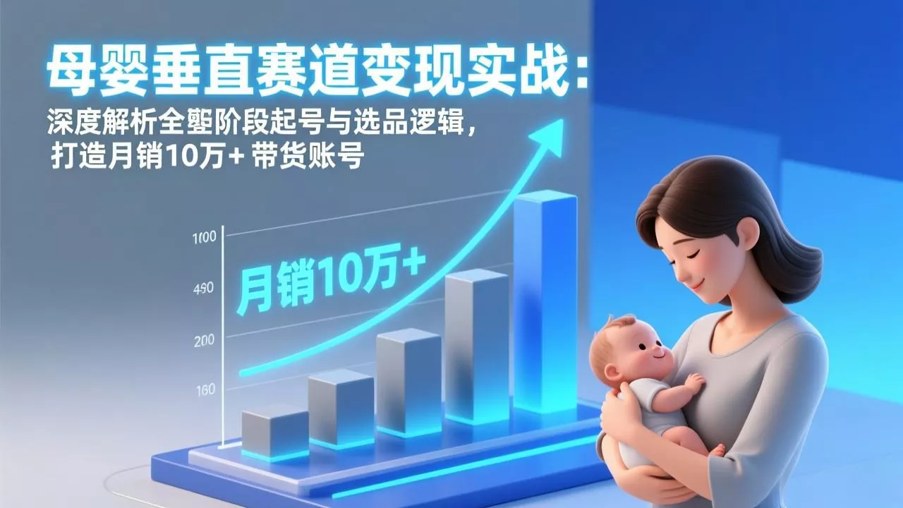 母婴垂直赛道变现实战：深度解析三大阶段起号与选品逻辑，打造月销10万+带货账号 - 项目资源网