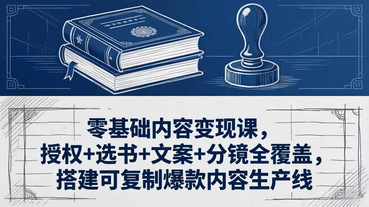 （18243期）零基础内容变现课，授权+选书+文案+分镜全覆盖，搭建可复制爆款内容生产线 - 项目资源网