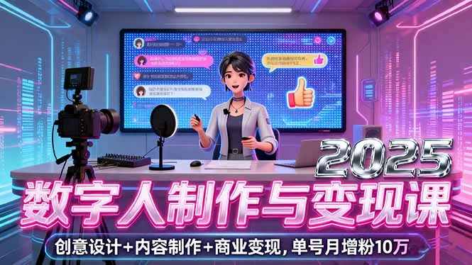 2025数字人制作与变现课，创意设计+内容制作+商业变现，单号月增粉10万+ - 项目资源网