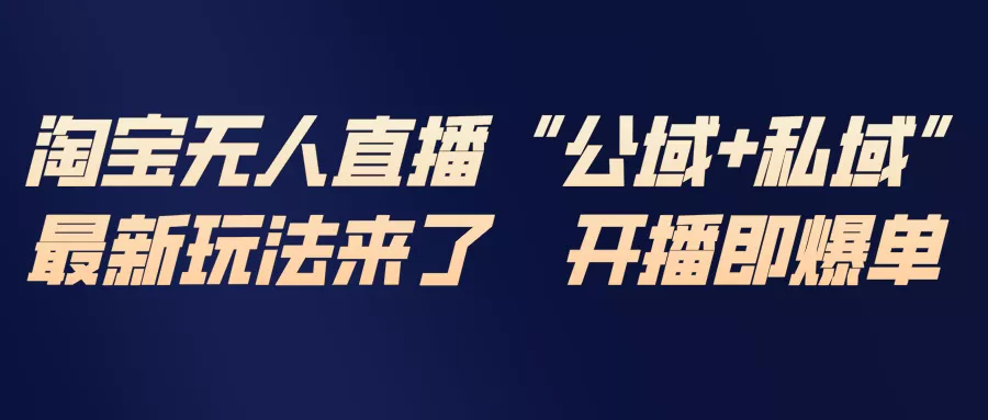 淘宝无人直播最新玩法，包含私域和公域两种玩法 - 项目资源网