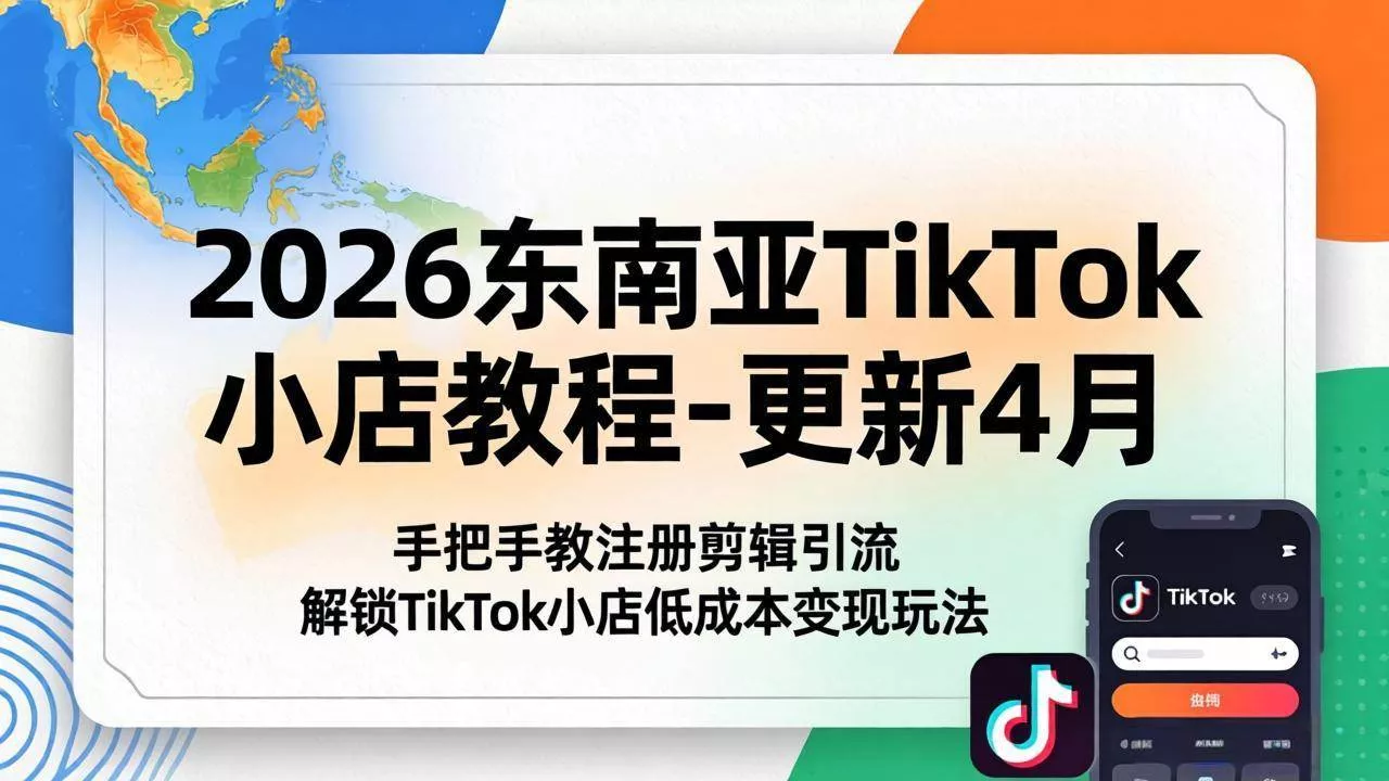 （18180期）2026东南亚TikTok小店教程-更新4月，手把手教注册剪辑引流，解锁TikTok小店低成本变现玩法 - 项目资源网