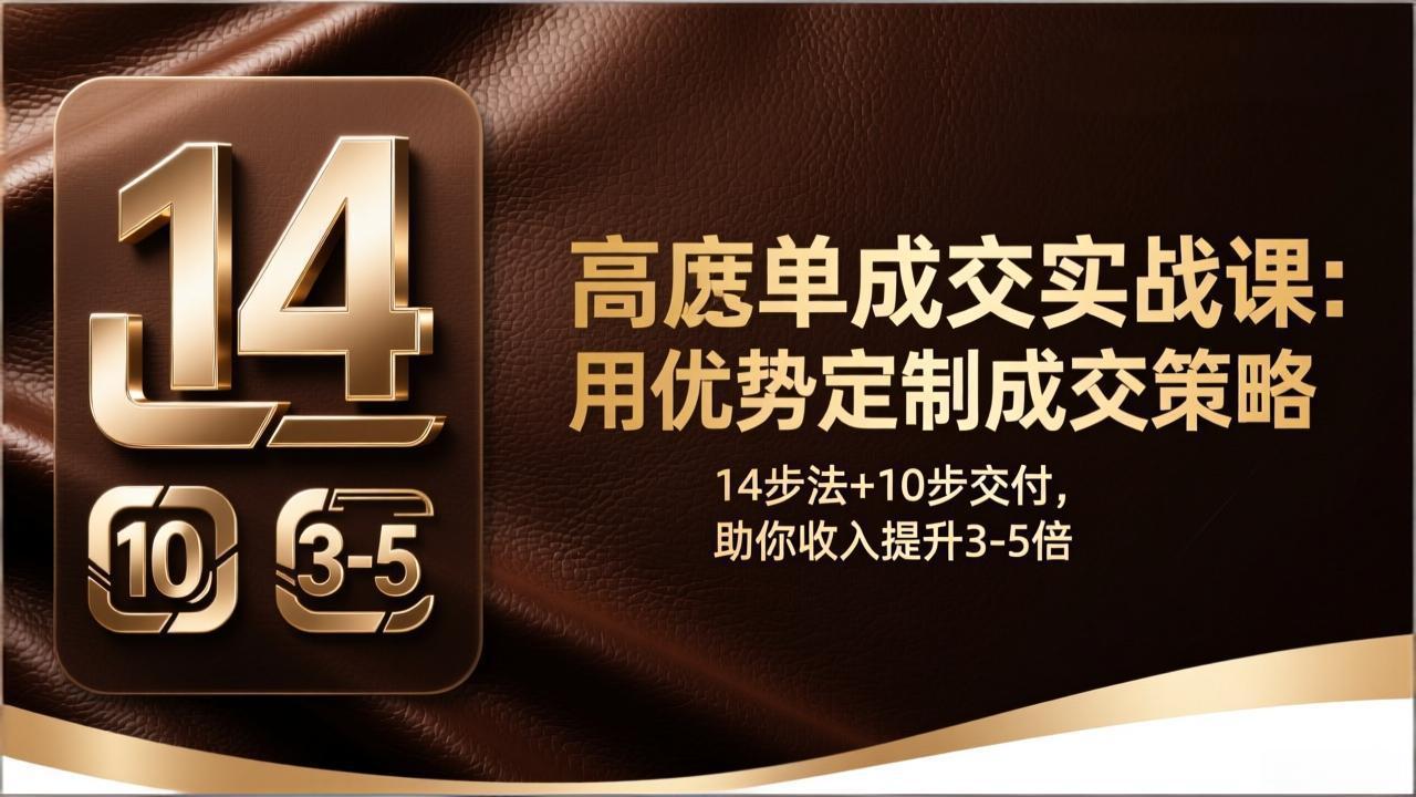 高客单成交实战课：用优势定制成交策略，14步法+10步交付，助你收入提升3-5倍 - 项目资源网