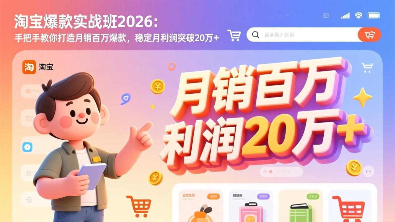 淘宝爆款实战班-2026年3月更新：手把手教你打造月销百万爆款，稳定月利润突破20万+ - 项目资源网