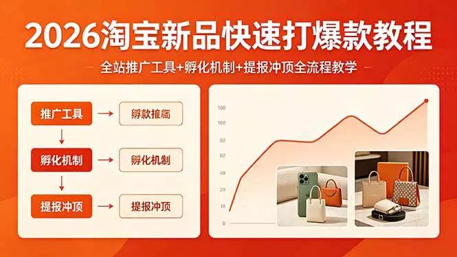（18422期） 2026淘宝新品快速打爆款教程，全站推广工具+孵化机制+提报冲顶全流程教学 - 项目资源网
