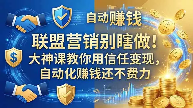 （18242期）联盟营销别瞎做！大神课教你用信任变现，自动化赚钱还不费力【原创双语字幕】 - 项目资源网