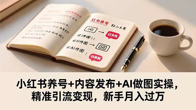 小红书养号+内容发布+AI做图实操，精准引流变现，新手月入过万 - 项目资源网