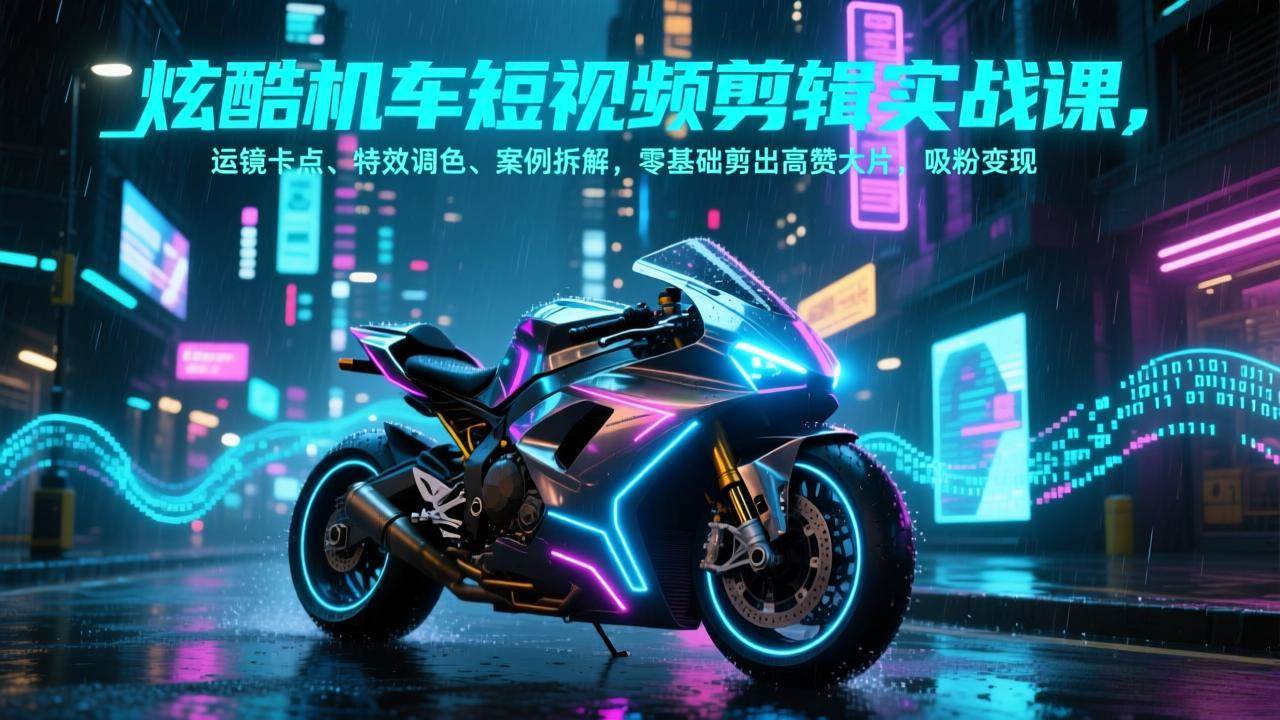 （17304期）炫酷机车短视频剪辑实战课，运镜卡点、特效调色、案例拆解，零基础剪出高赞大片，吸粉变现 - 项目资源网