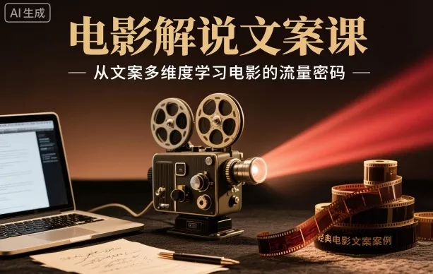电影解说文案课，从文案多维度学习电影的流量密码 - 项目资源网