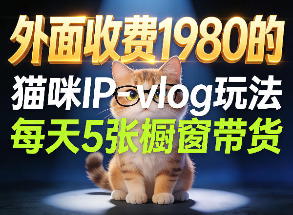宠物赛道猫咪IP-vlog玩法，26条视频涨粉29W，每天5张橱窗带货拆解 - 项目资源网
