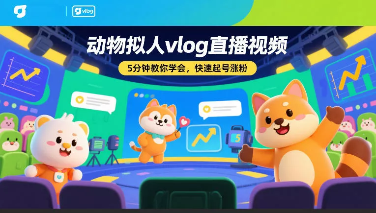 动物拟人vlog直播视频，5分钟教你学会，快速起号涨粉 - 项目资源网