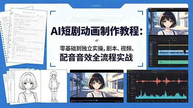 （18351期）AI短剧动画制作教程：零基础到独立实操，剧本、视频、配音音效全流程实战 - 项目资源网