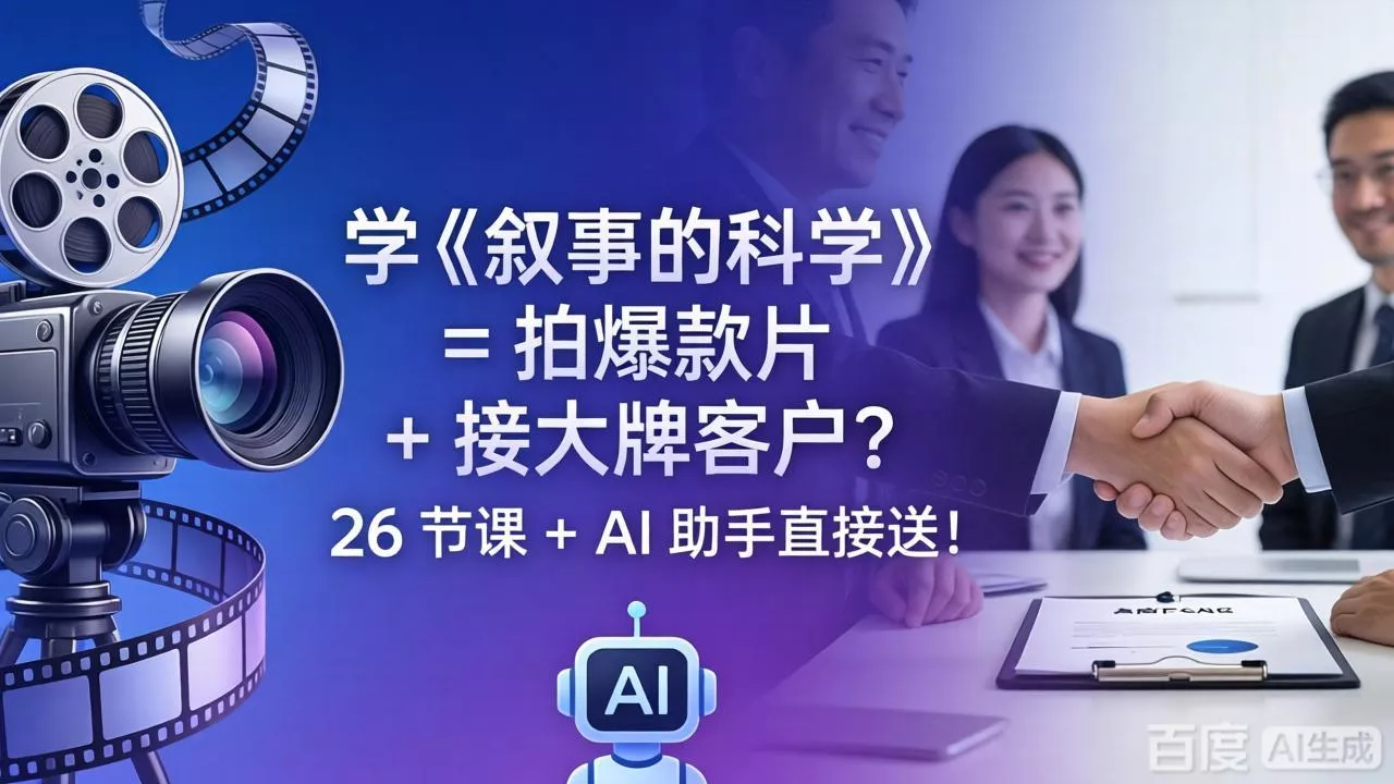 学《叙事的科学》= 拍爆款片 + 接大牌客户？26 节课 + AI 助手直接送！ - 项目资源网