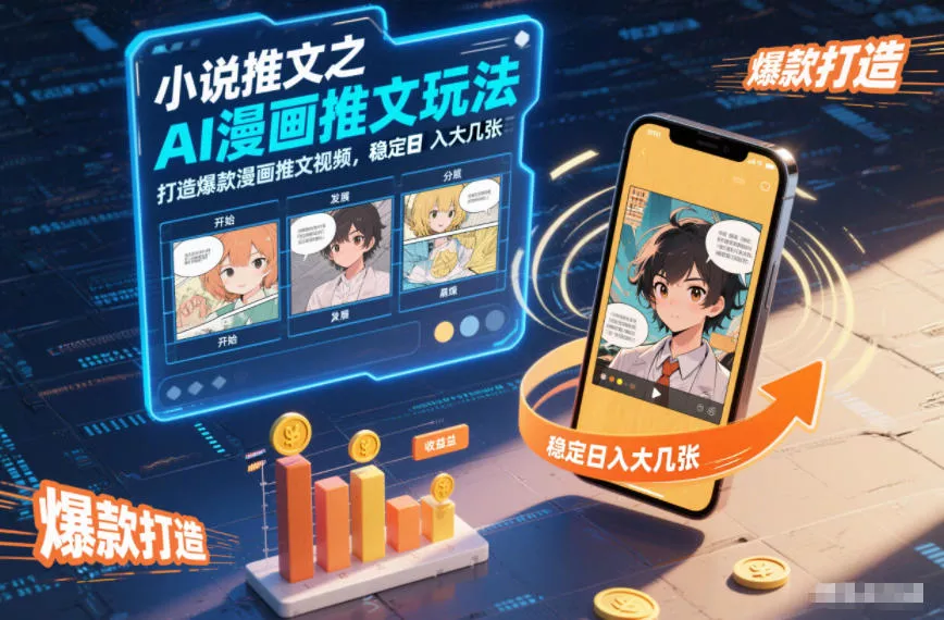 小说推文之AI漫画推文玩法，打造爆款漫画推文视频，稳定日入大几张 - 项目资源网