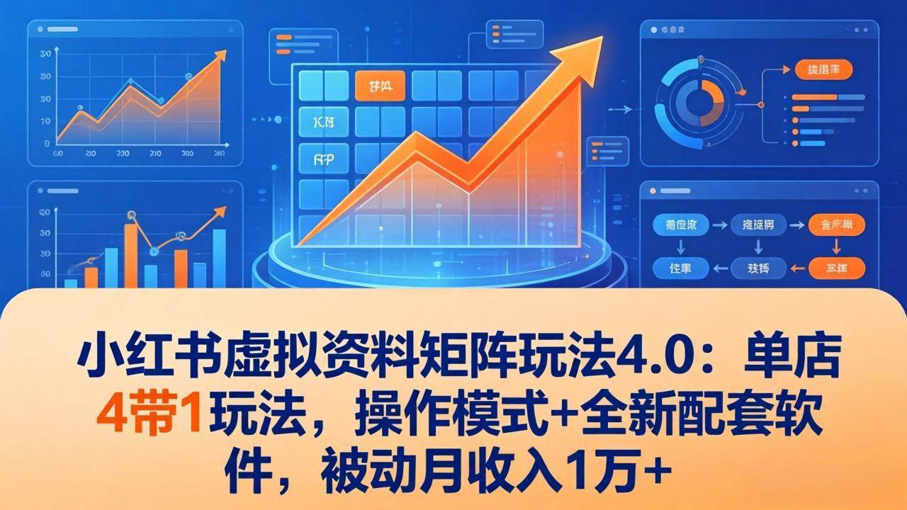 （17730期）小红书虚拟资料矩阵玩法4.0：单店4带1玩法，操作模式+全新配套软件，被动月收入1万+ - 项目资源网