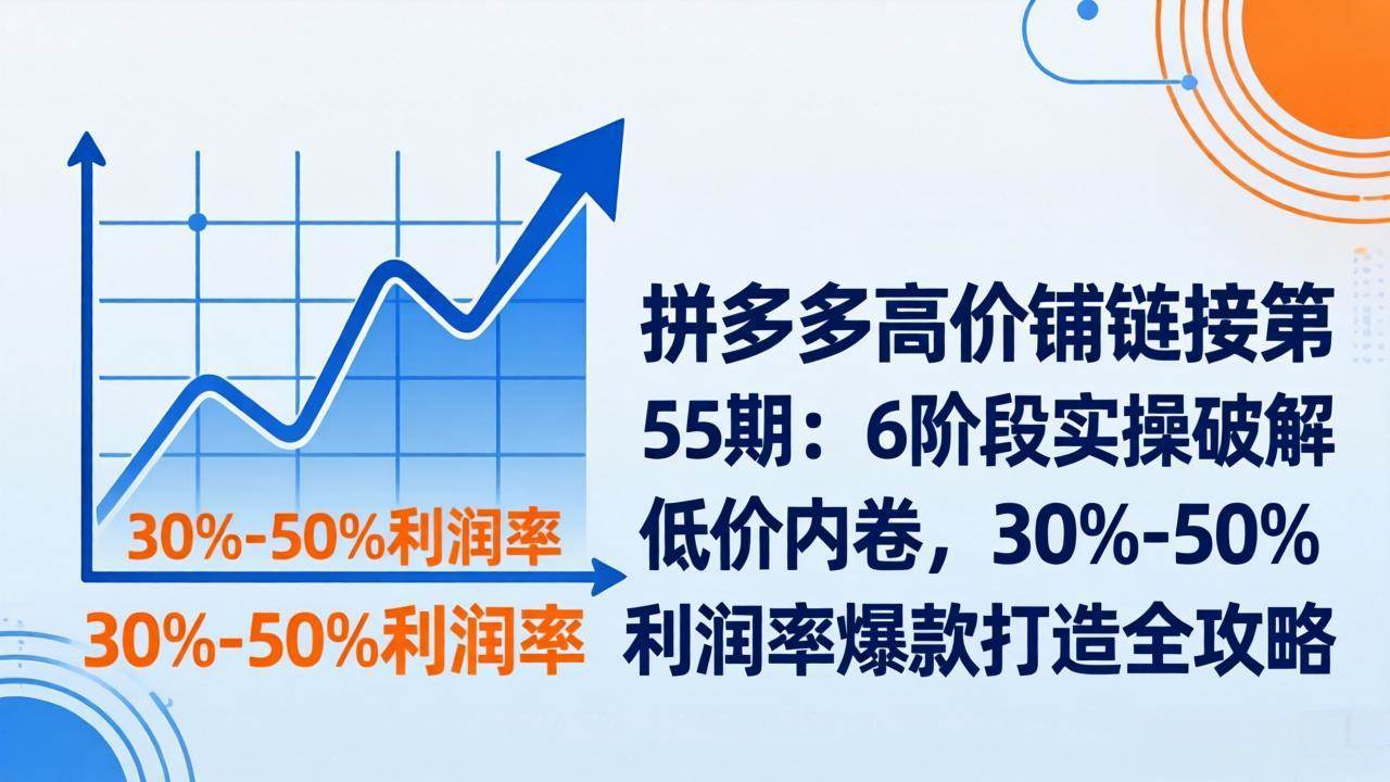 （17698期）拼多多高价铺链接第55期：6阶段实操破解低价内卷，30%-50%利润率爆款打造全攻略 - 项目资源网