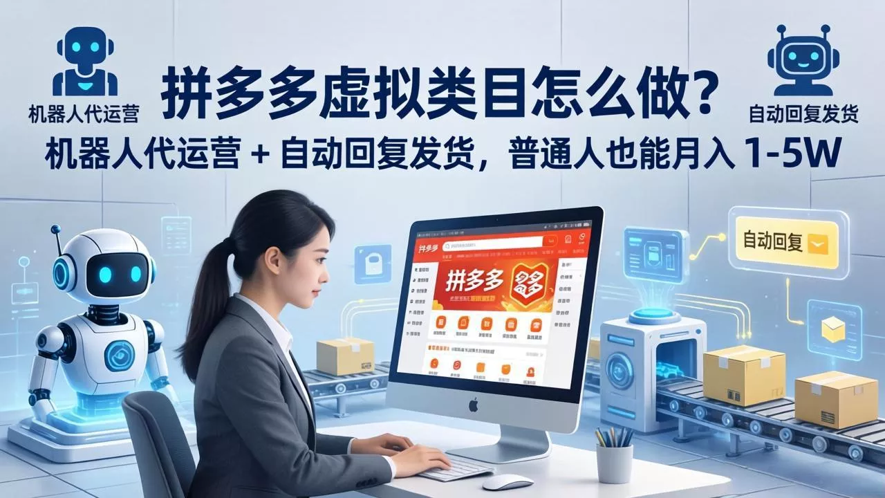 拼多多虚拟类目怎么做？机器人代运营 + 自动回复发货，普通人也能月入 1-5W - 项目资源网