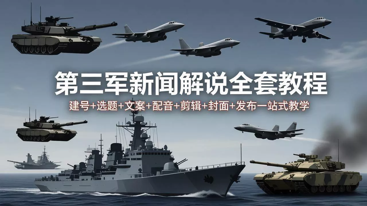 （18081期）第三军迷新闻解说全套教程：建号+选题+文案+配音+剪辑+封面+发布一站式教学 - 项目资源网