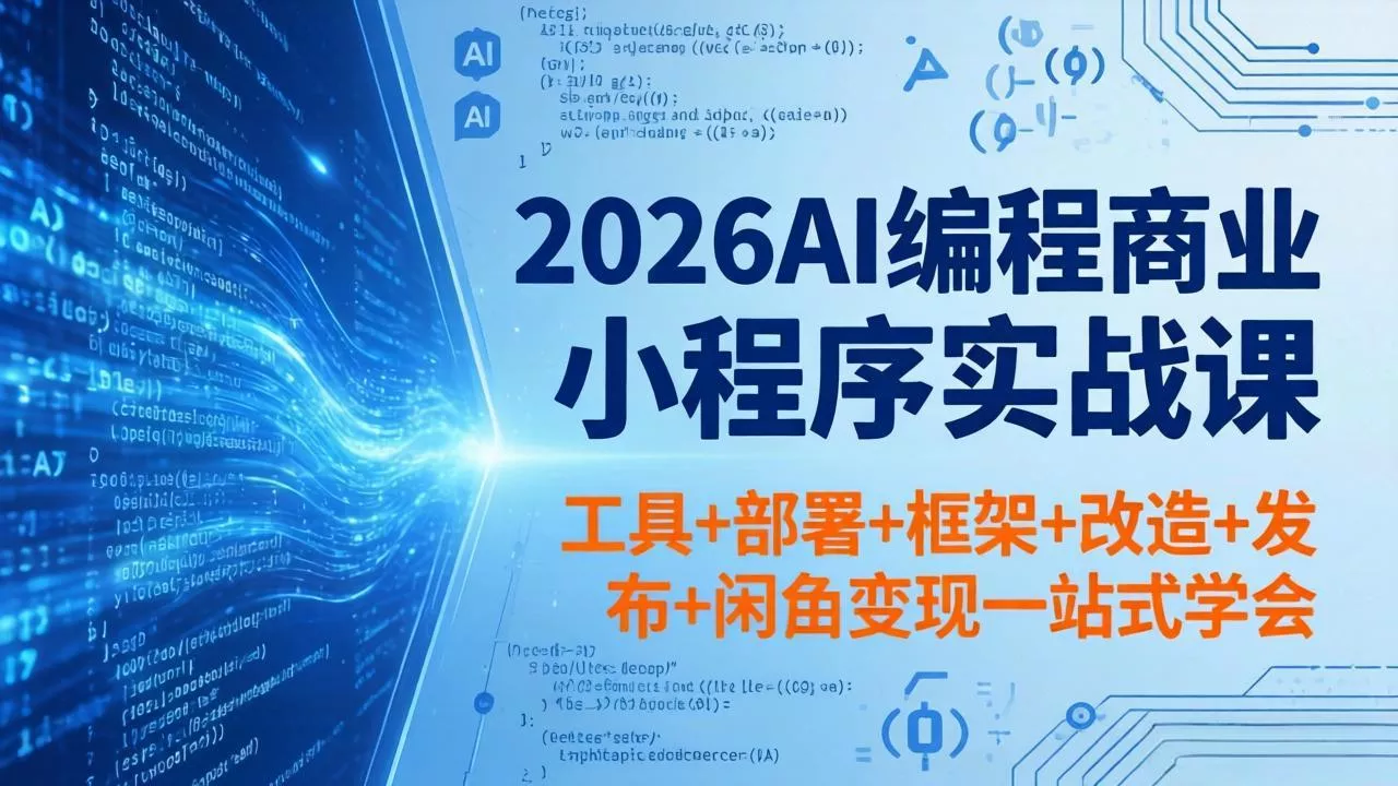 2026AI编程商业小程序实战课，工具+部署+框架+改造+发布+闲鱼变现一站式学会 - 项目资源网