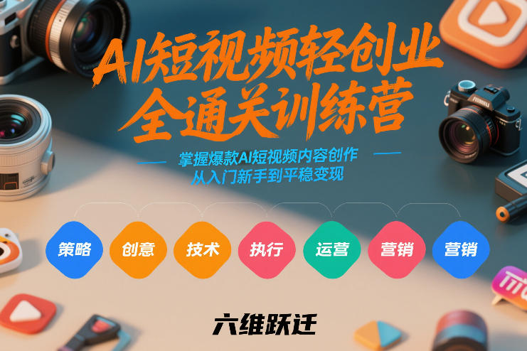 AI短视频轻创业全通关训练营，掌握爆款AI短视频内容创作，从入门新手到平稳变现的六维跃迁 - 项目资源网