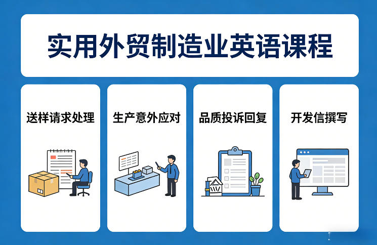 实用外贸制造业英语课程，教你专业处理送样请求、应对生产意外、回复品质投诉、撰写开发信等 - 项目资源网