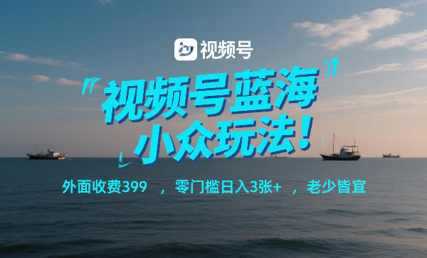 视频号蓝海小众玩法！外面收费399，零门槛日入3张+，老少皆宜 - 项目资源网