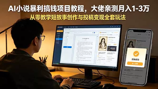 AI小说暴利搞钱项目教程，大佬亲测月入1-3万，从零教学短故事创作与投稿变现全套玩法 - 项目资源网