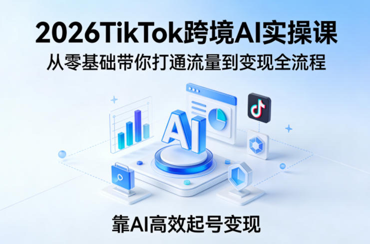 2026TikTok跨境AI实操课，从零基础带你打通流量到变现全流程，靠AI高效起号变现 - 项目资源网