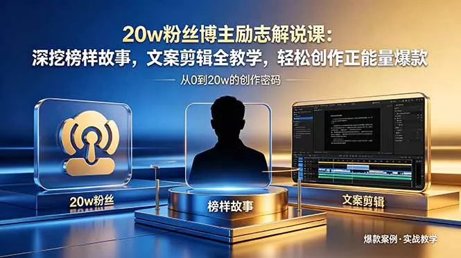20w粉丝博主励志解说课：深挖榜样故事，文案剪辑全教学，轻松创作正能量爆款 - 项目资源网