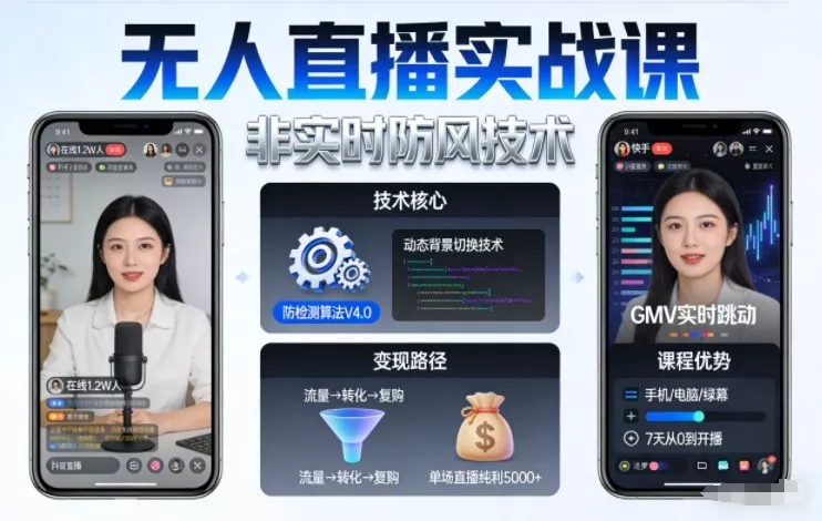 宝子哥无人直播实战课，非实时防风技术，聚焦抖音快手等平台直播带货，轻松开启直播变现之路(更新2026年5月29日) - 项目资源网
