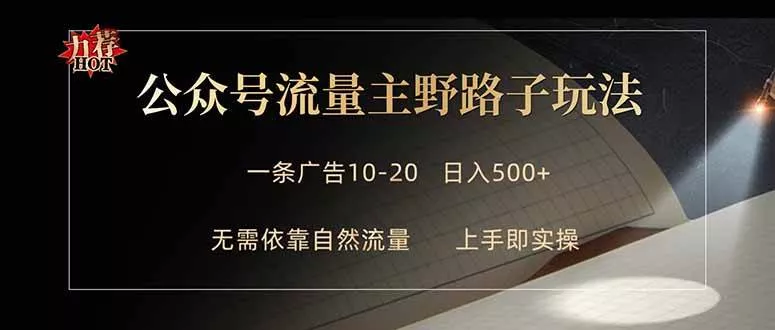 （18178期）公众号流量主野路子玩法 单条广告10-20元 日入500+