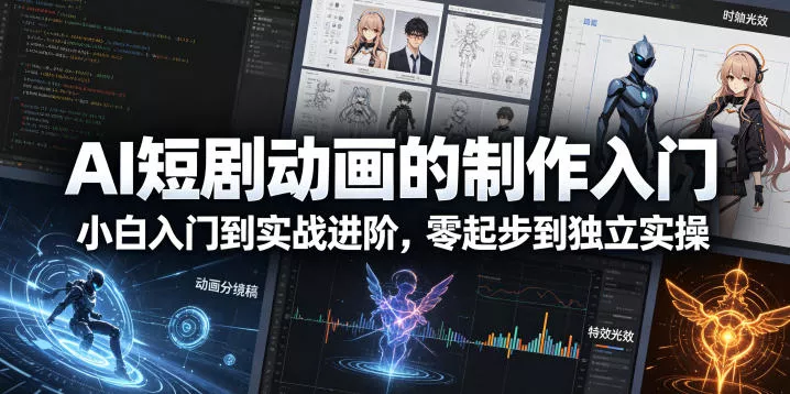 AI短剧动画的制作入门，小白入门到实战进阶，零起步到独立实操 - 项目资源网