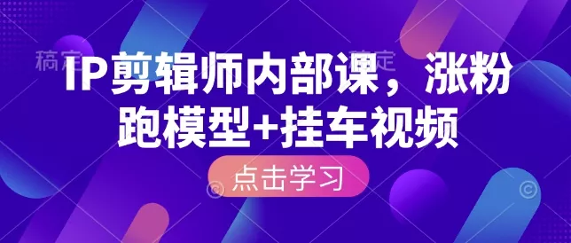 IP剪辑师内部课，涨粉跑模型+挂车视频(更新) - 项目资源网