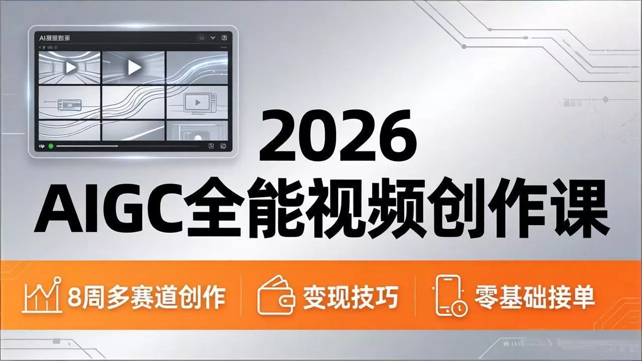 2026AIGC全能视频创作课，8周吃透多赛道创作+变现，零基础也能高效出片接单 - 项目资源网