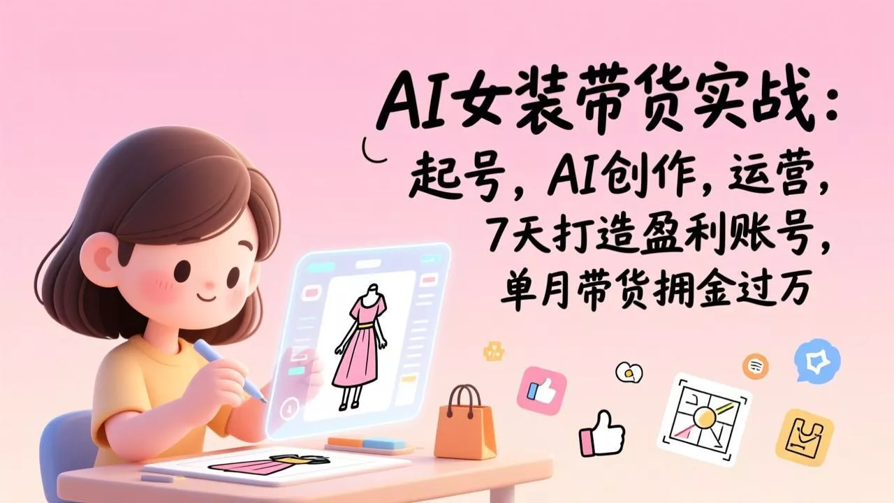AI女装带货实战：起号，AI创作，运营，7天打造盈利账号，单月带货佣金过万 - 项目资源网