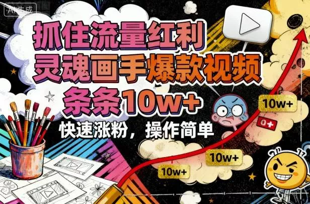 抓住流量红利，灵魂画手爆款视频，条条10w+，快速涨粉，操作简单 - 项目资源网
