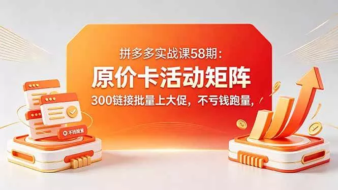 （18395期）拼多多实战课58期：原价卡活动矩阵，300链接批量上大促，不亏钱跑量 - 项目资源网