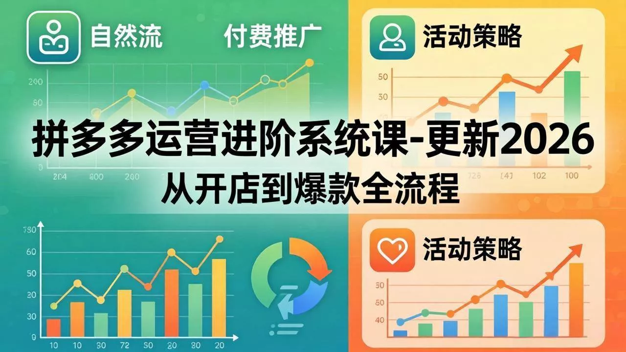 （18157期）拼多多运营进阶系统课-更新2026：从开店到爆款全流程，自然流+付费推广+活动策略 - 项目资源网