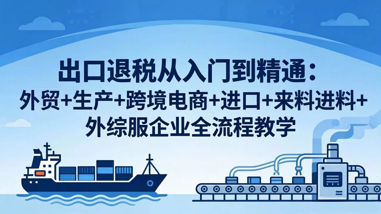 （18065期）出口退税从入门到精通：外贸+生产+跨境电商+进口+来料进料+外综服企业全流程教学 - 项目资源网