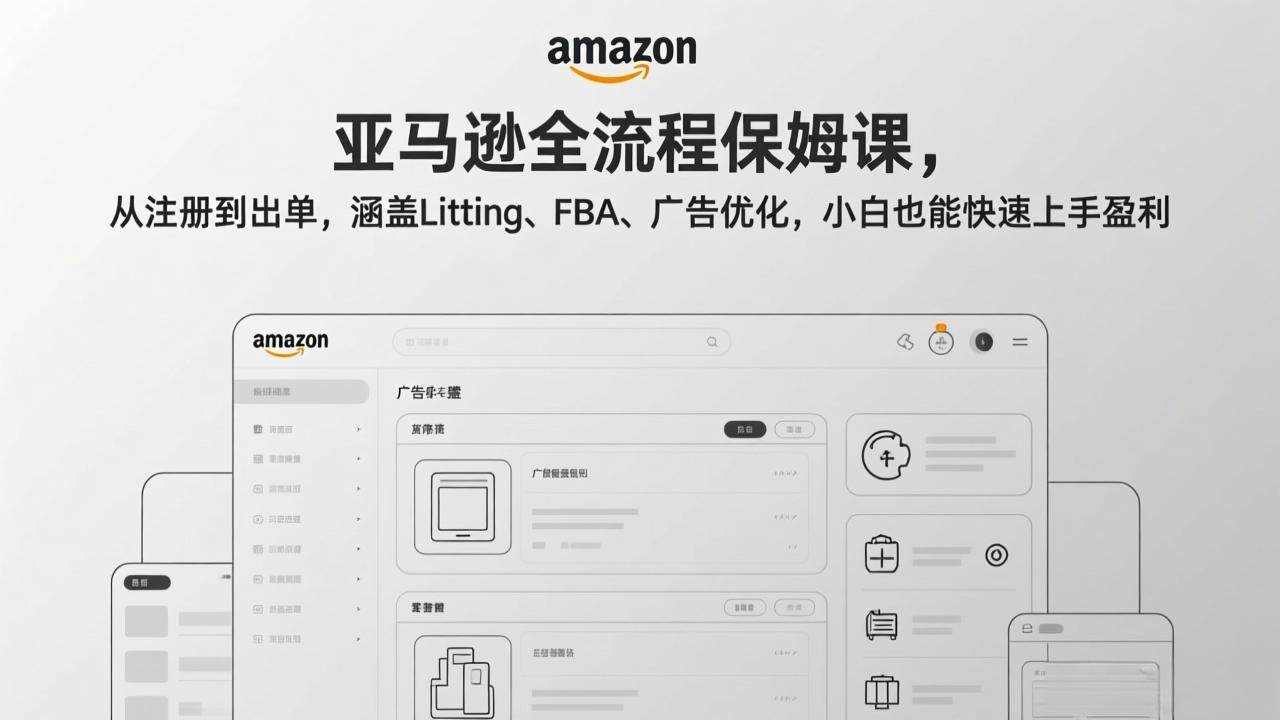 （17293期）亚马逊全流程保姆课，从注册到出单，涵盖Listing、FBA、广告优化，小白也能快速上手盈利 - 项目资源网