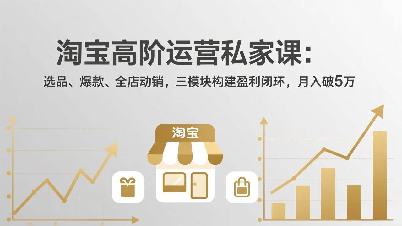 （17904期）淘宝高阶运营私家课（更新26年4月）：选品、爆款、全店动销，三模块构建盈利闭环，月入破5万 - 项目资源网