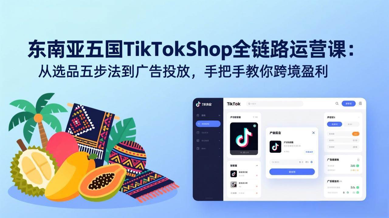 （17511期）东南亚五国TikTok Shop全链路运营课：从选品五步法到广告投放，手把手教你跨境盈利 - 项目资源网