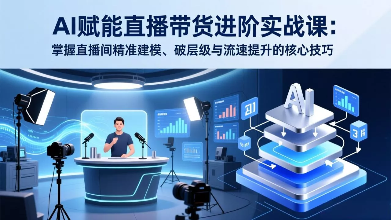 AI赋能直播带货进阶实战课：掌握直播间精准建模、破层级与流速提升的核心技巧 - 项目资源网